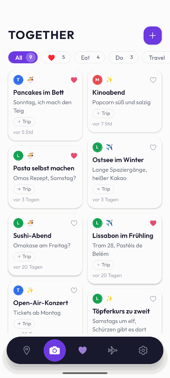 The Together list in Cozyo